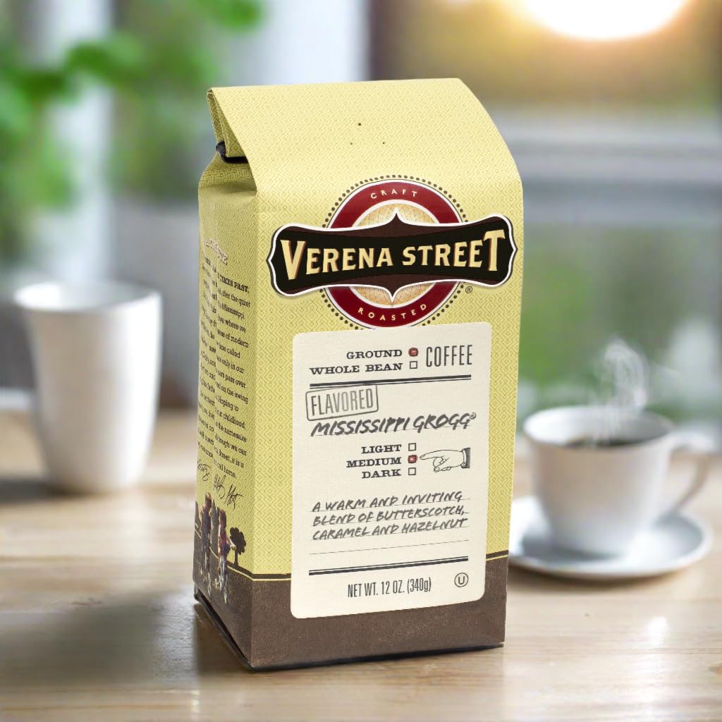 Verena Street Mississippi Grogg roasted packaging indicating freshness.