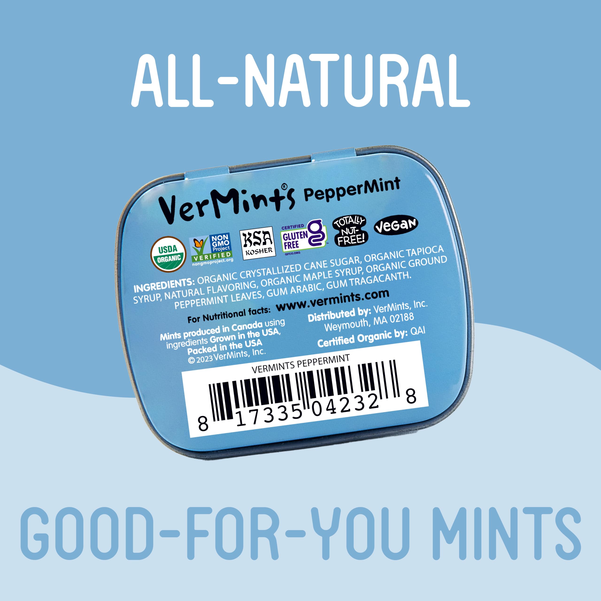 Vermints pack of 12 tins for pantry or travel.
