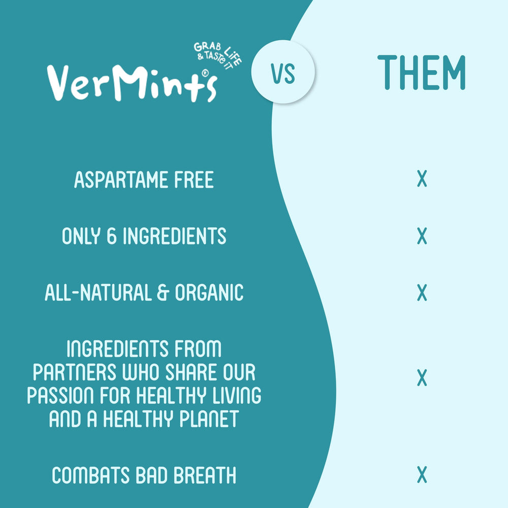 Vermints sustainable sourcing seal signals eco-friendly mint choice.