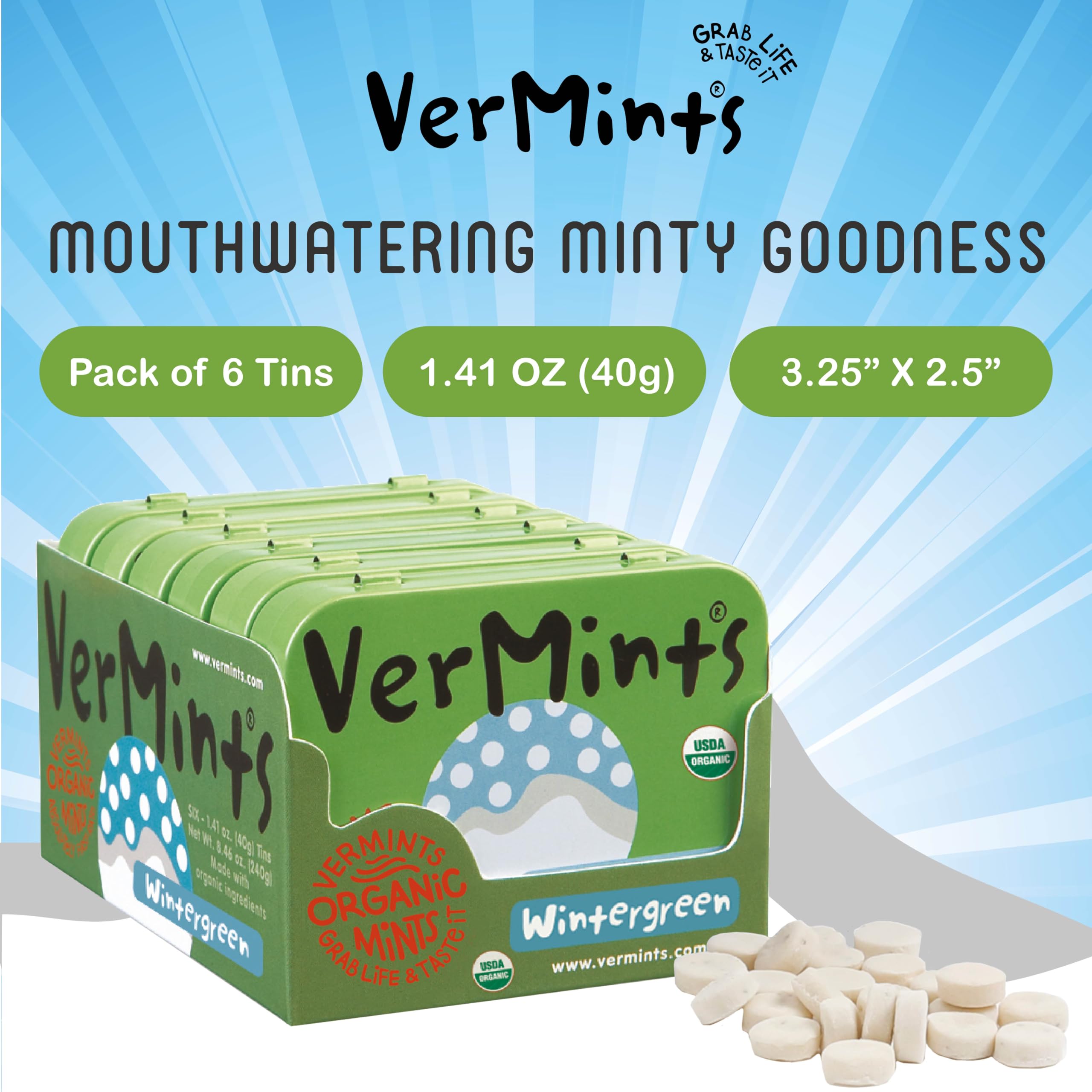 Vermints sustainable sourcing label shows planet-friendly practice.