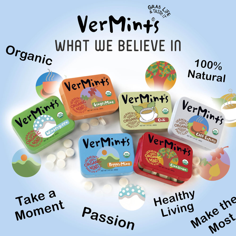 Vermints travel tin feature highlights compact mint solution.