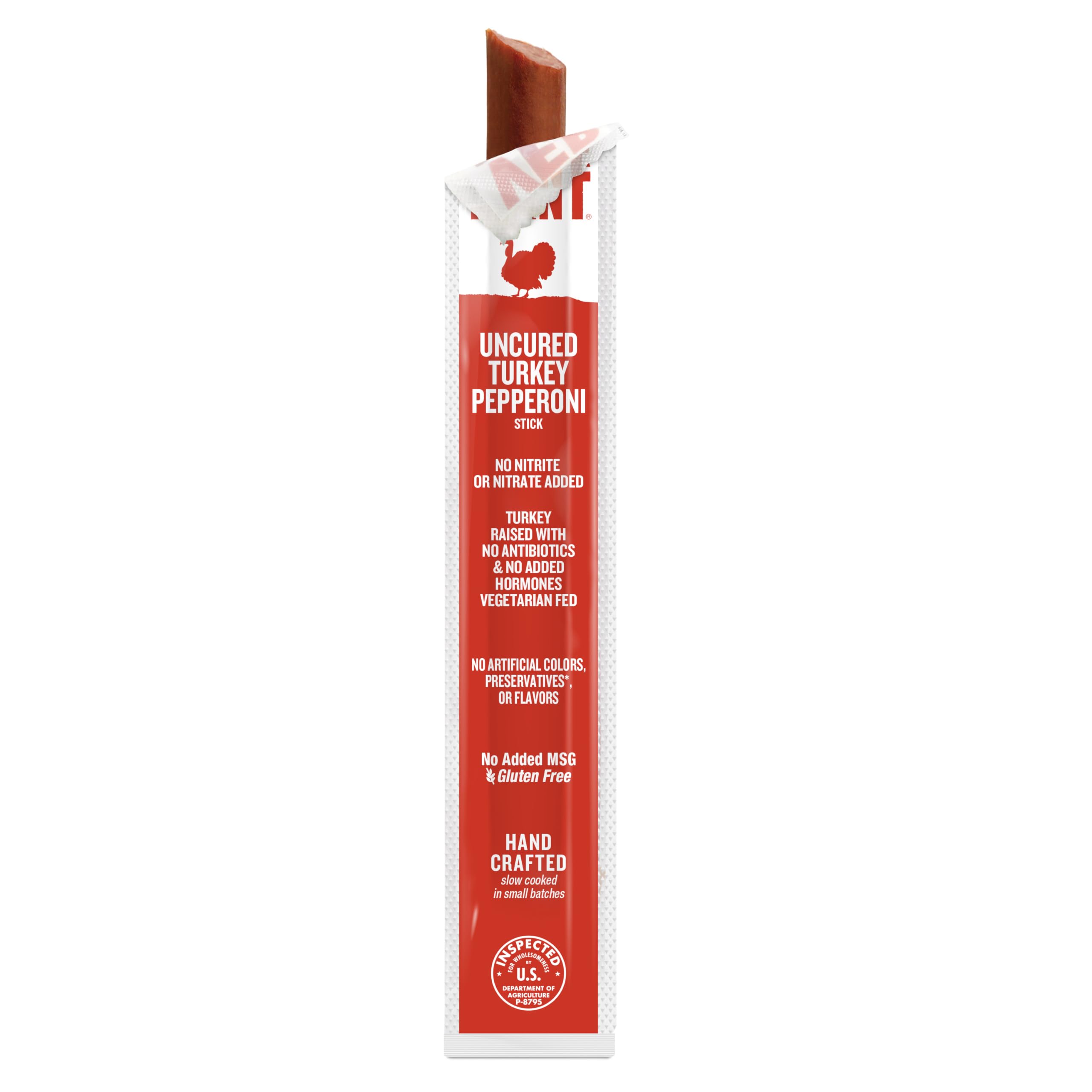 Vermont Smoke & Cure Snack Sticks front view featuring turkey pepperoni 1oz, ready to grab and go