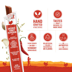 Packaging shot of Vermont Smoke & Cure Snack Sticks 1oz, ideal for on the go