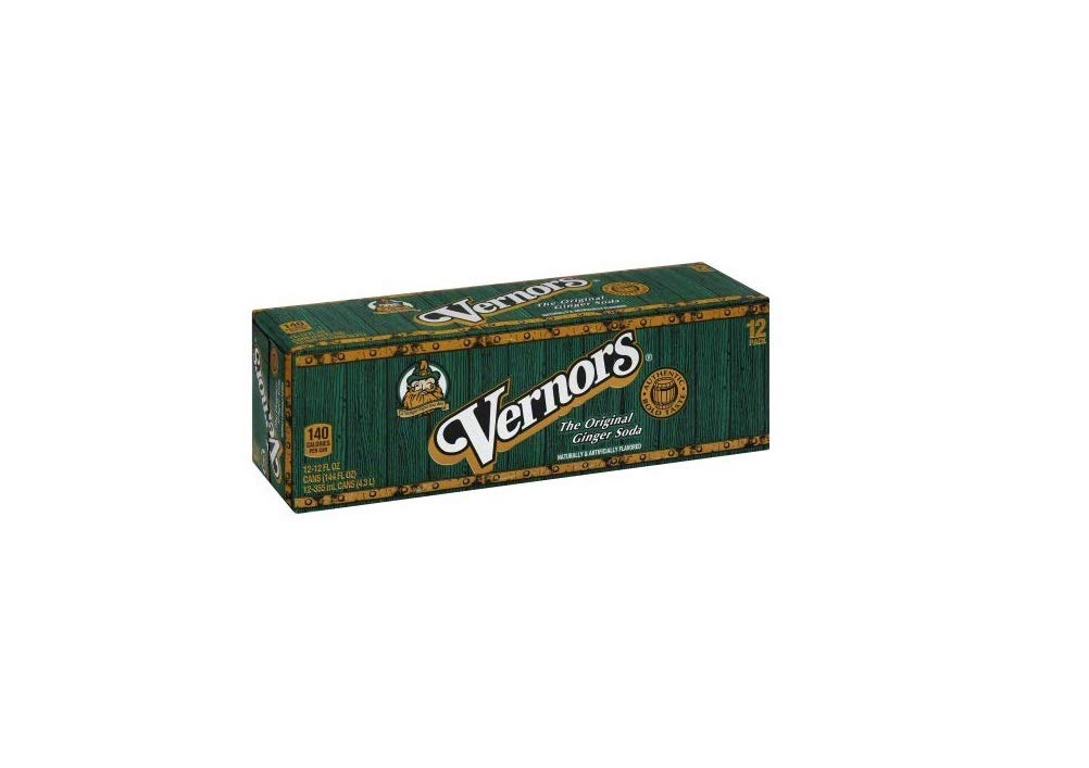 Vernors Ginger Ale bottle in a 12-pack showing bold ginger flavor