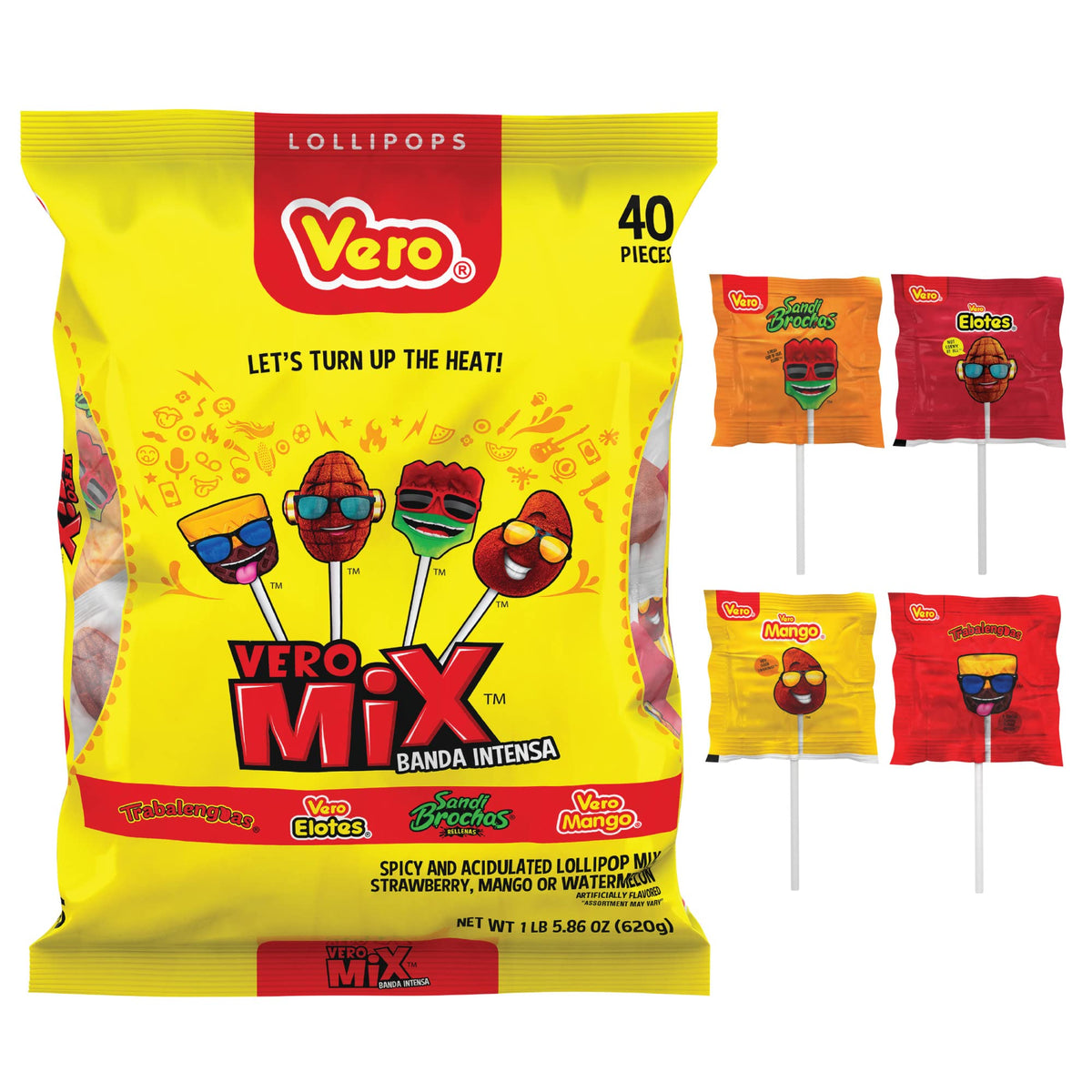 Vero Banda Fuego Trabalenguas lollipop with chili for bold flavor
