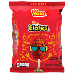 Vero Elotes Paletas strawberry chili corn candy, fun corn-shaped treat for parties.