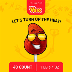 Individual Vero Mango lollipop reveals mango center and chili dust.