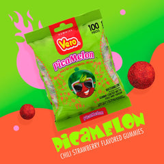 Vero Picamelon watermelon gummy close-up showing chewy texture and chili coating