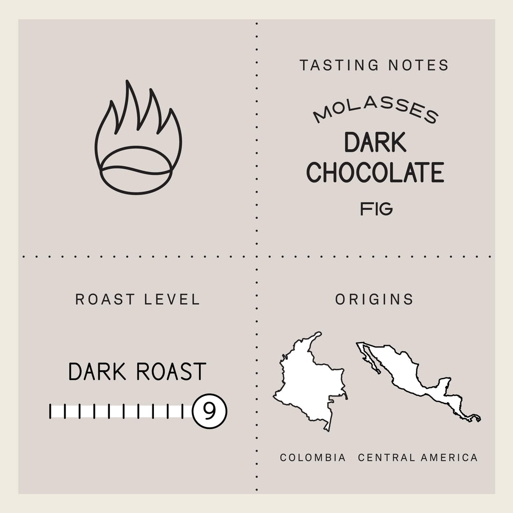 Verve Bronson Blend French roast cup showcasing bold, silky notes