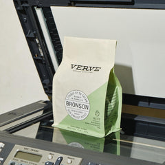 Verve Bronson Blend resealable pouch front for easy storage and freshness