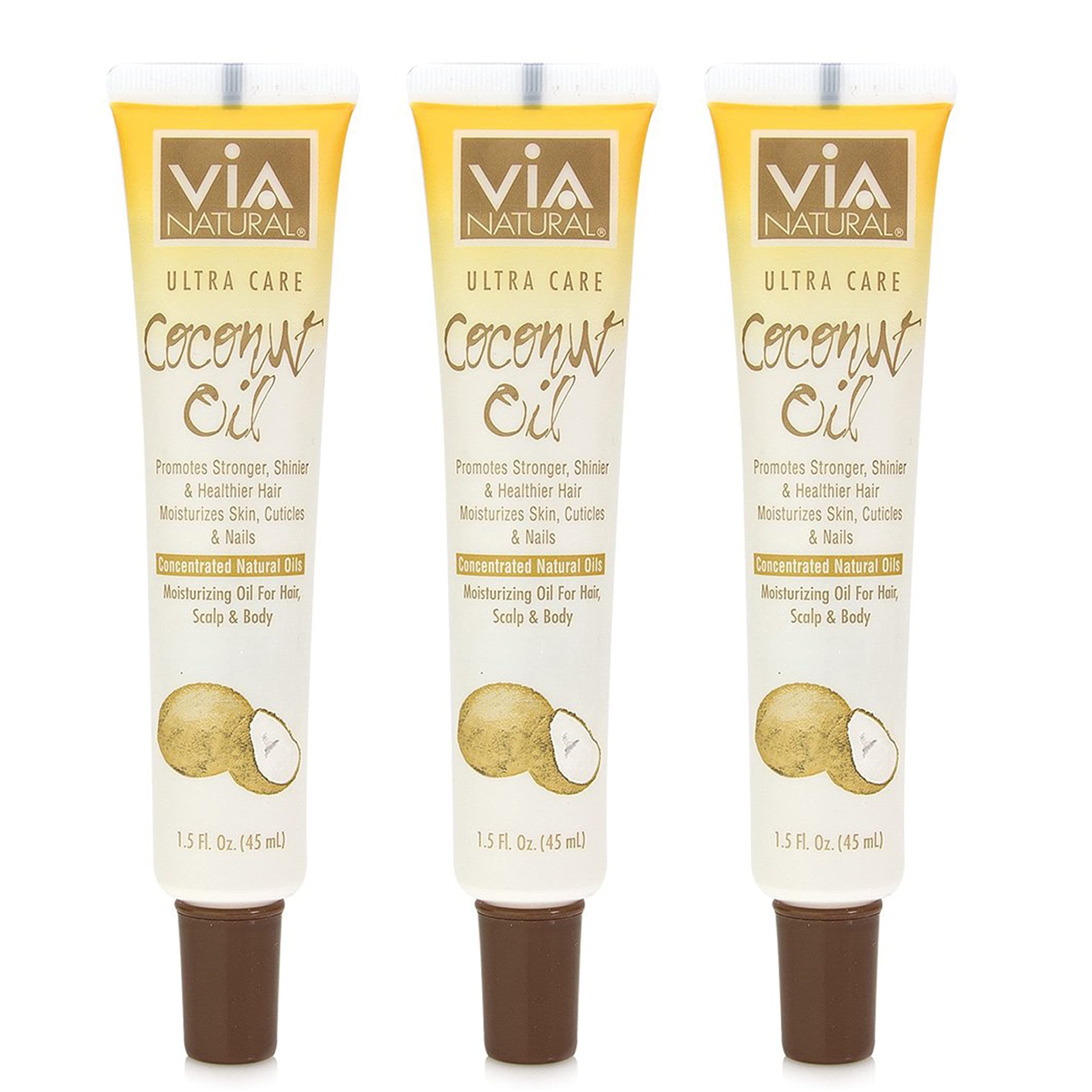 Via Natural Ultra Care Coconut Oil bottle for skin and hair care.