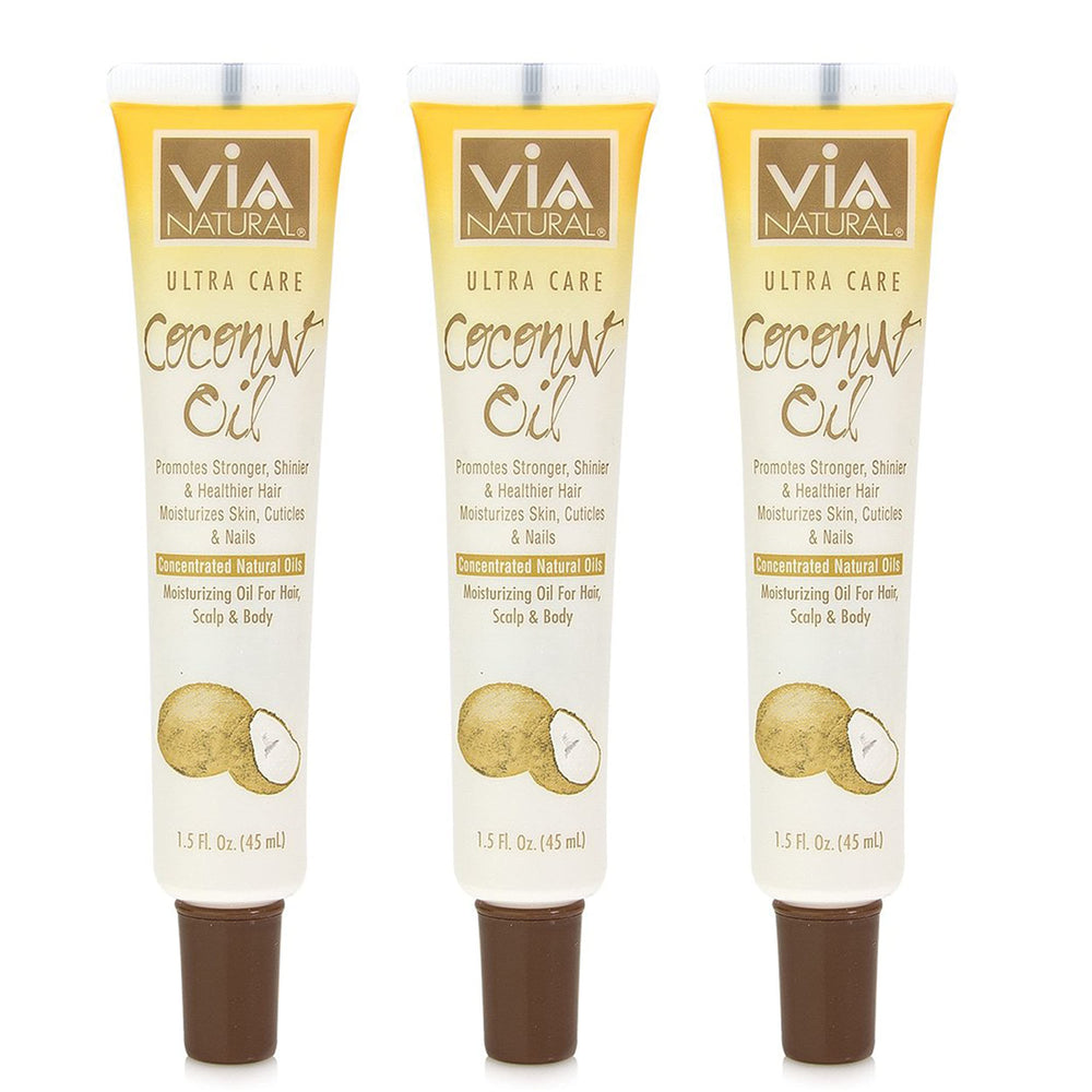 Via Natural Ultra Care Coconut Oil bottle for skin and hair care.