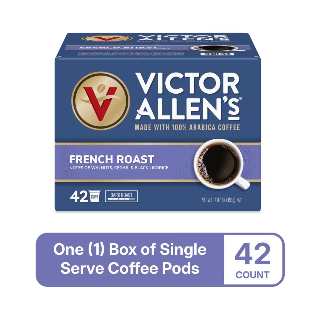 Victor Allen's 42-count sleeve of French Roast pods with consistent roaster-fresh flavor