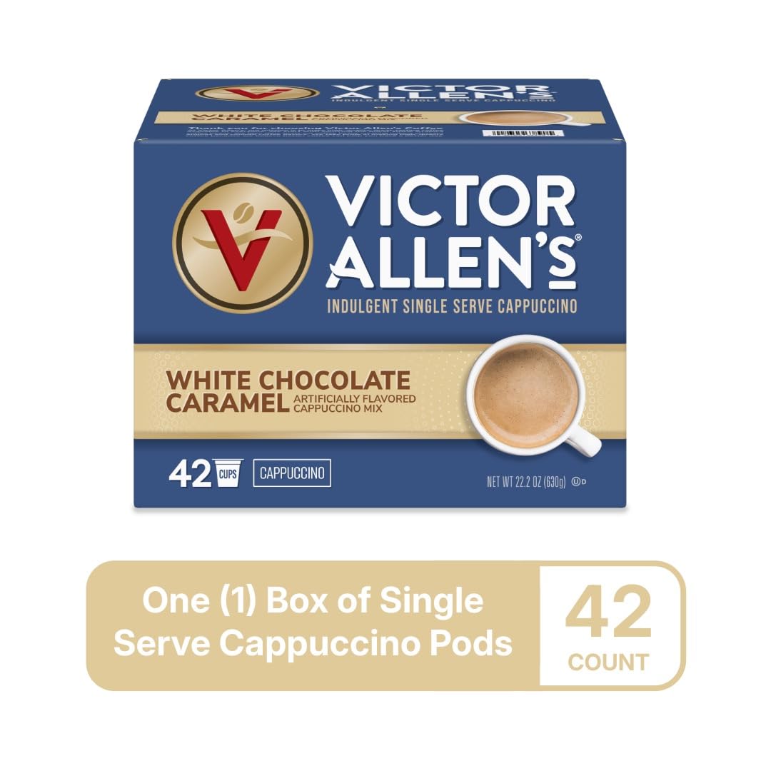 Pod close-up highlighting the white chocolate caramel flavor