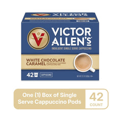 Pod close-up highlighting the white chocolate caramel flavor