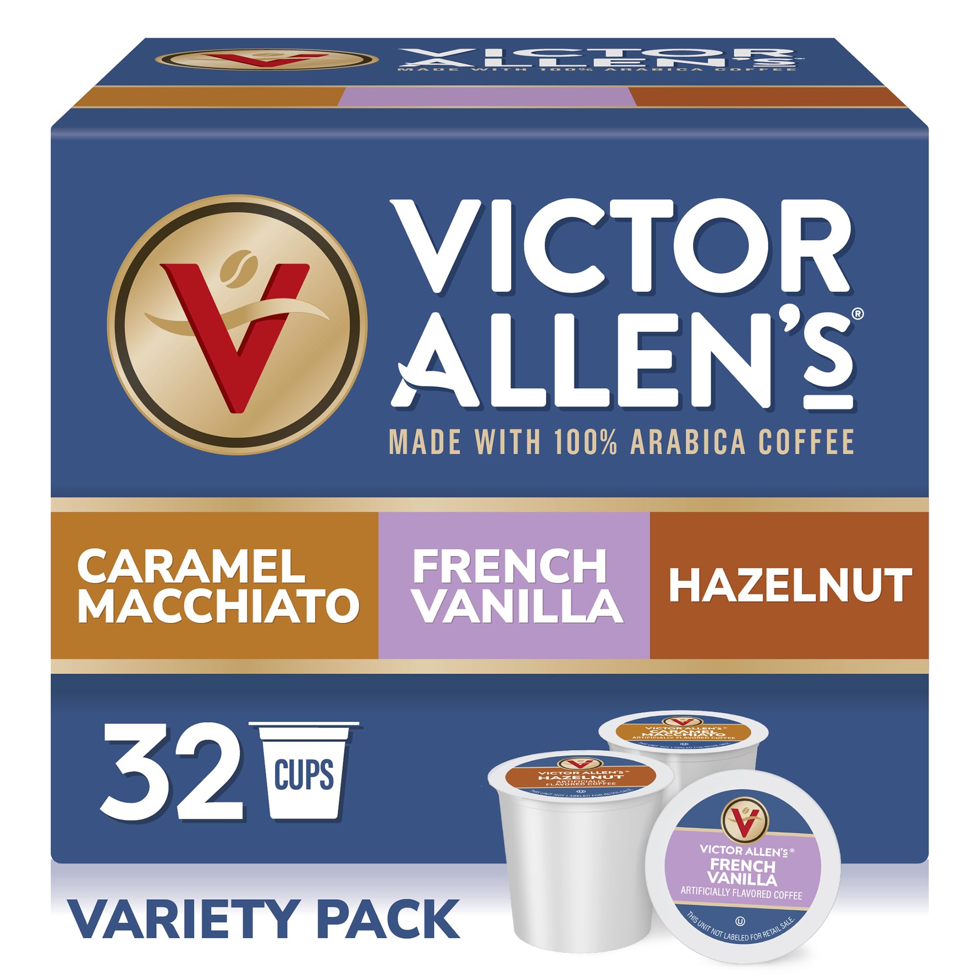 Victor Allen's Coffee variety pack 32 pods for Keurig brewers, convenient single-serve.