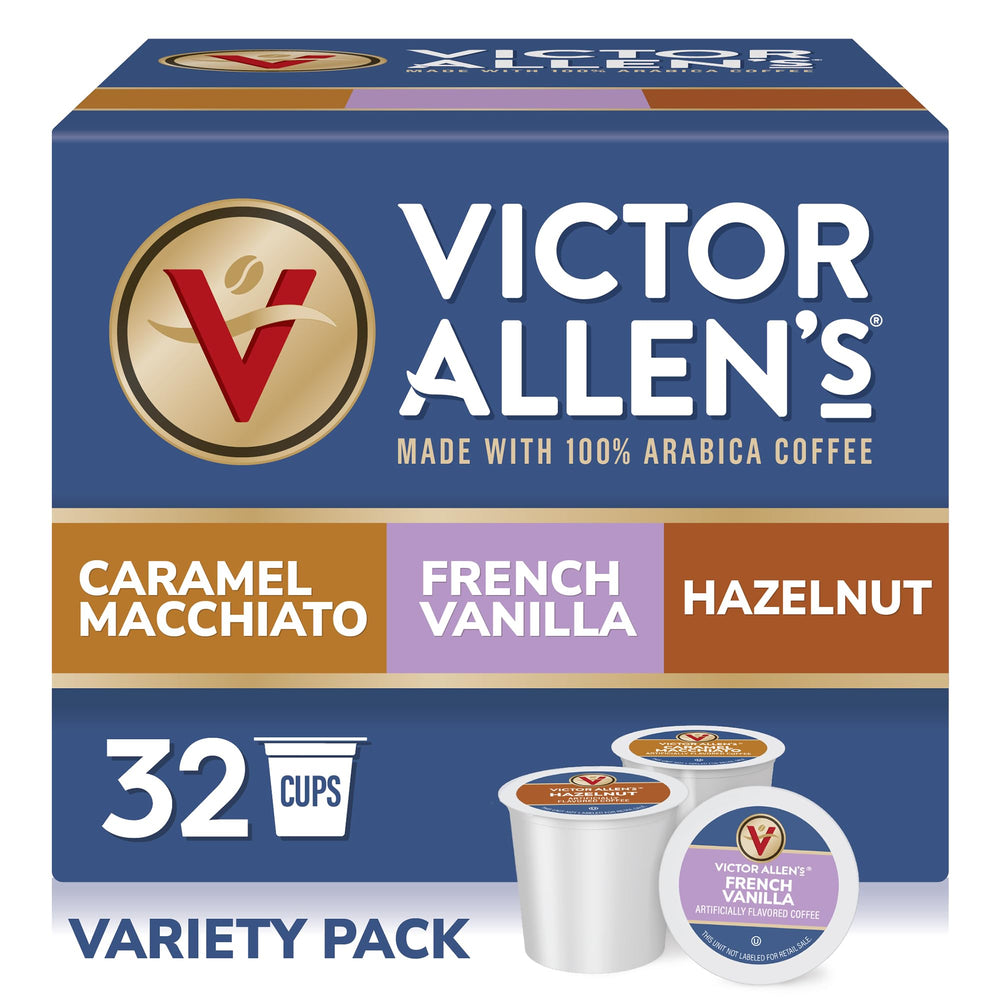 Victor Allen's Coffee variety pack 32 pods for Keurig brewers, convenient single-serve.