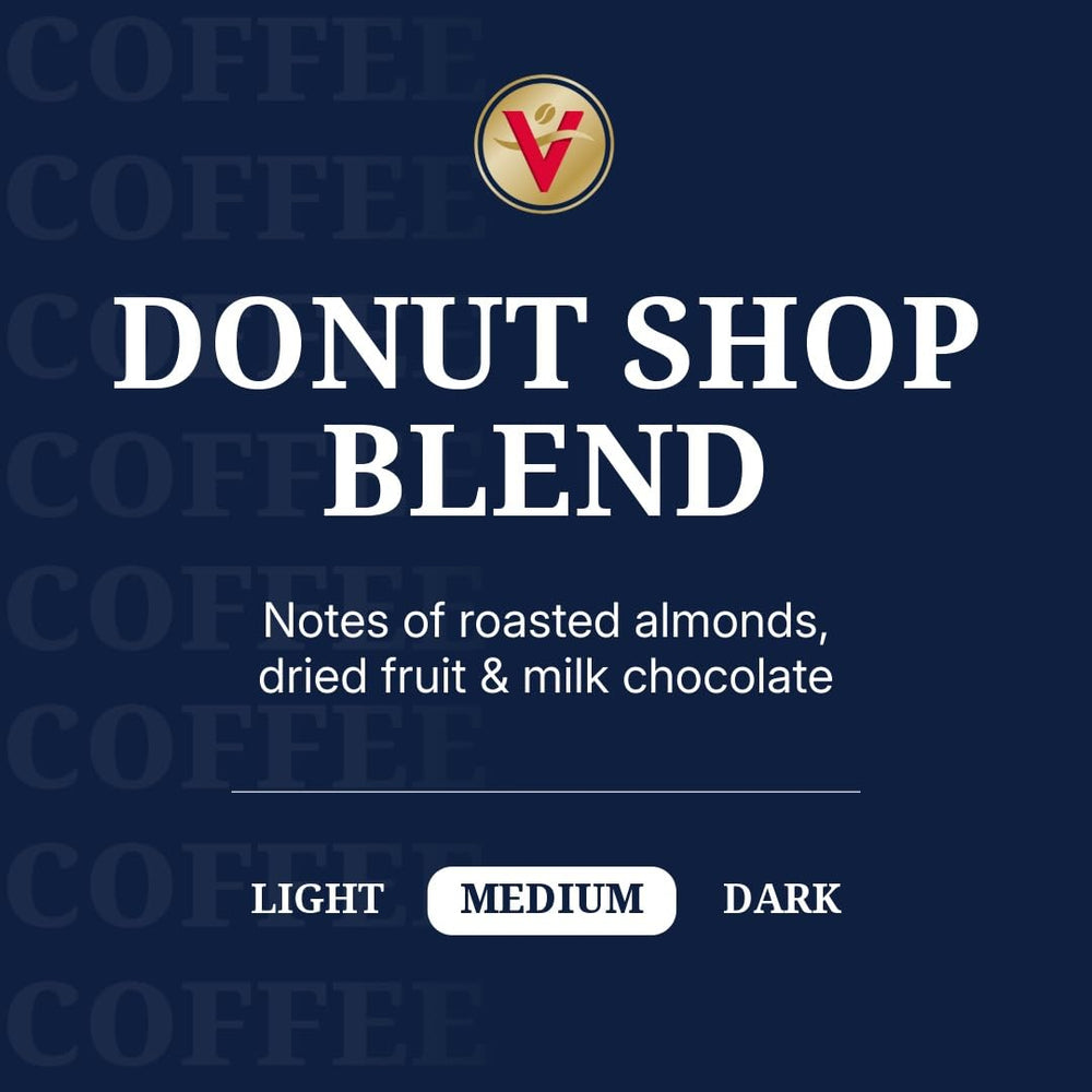 Pod close-up showing smooth, balanced notes from Victor Allen's Donut Shop Blend.