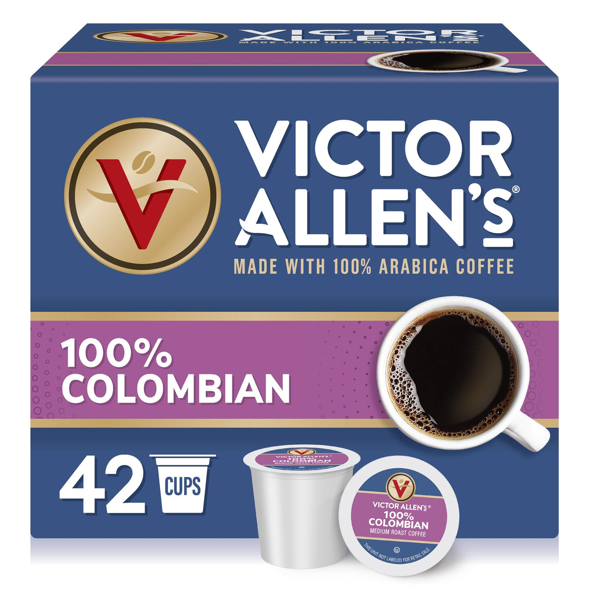 Victor Allen's Coffee 100% Colombian pods for a rich morning brew.