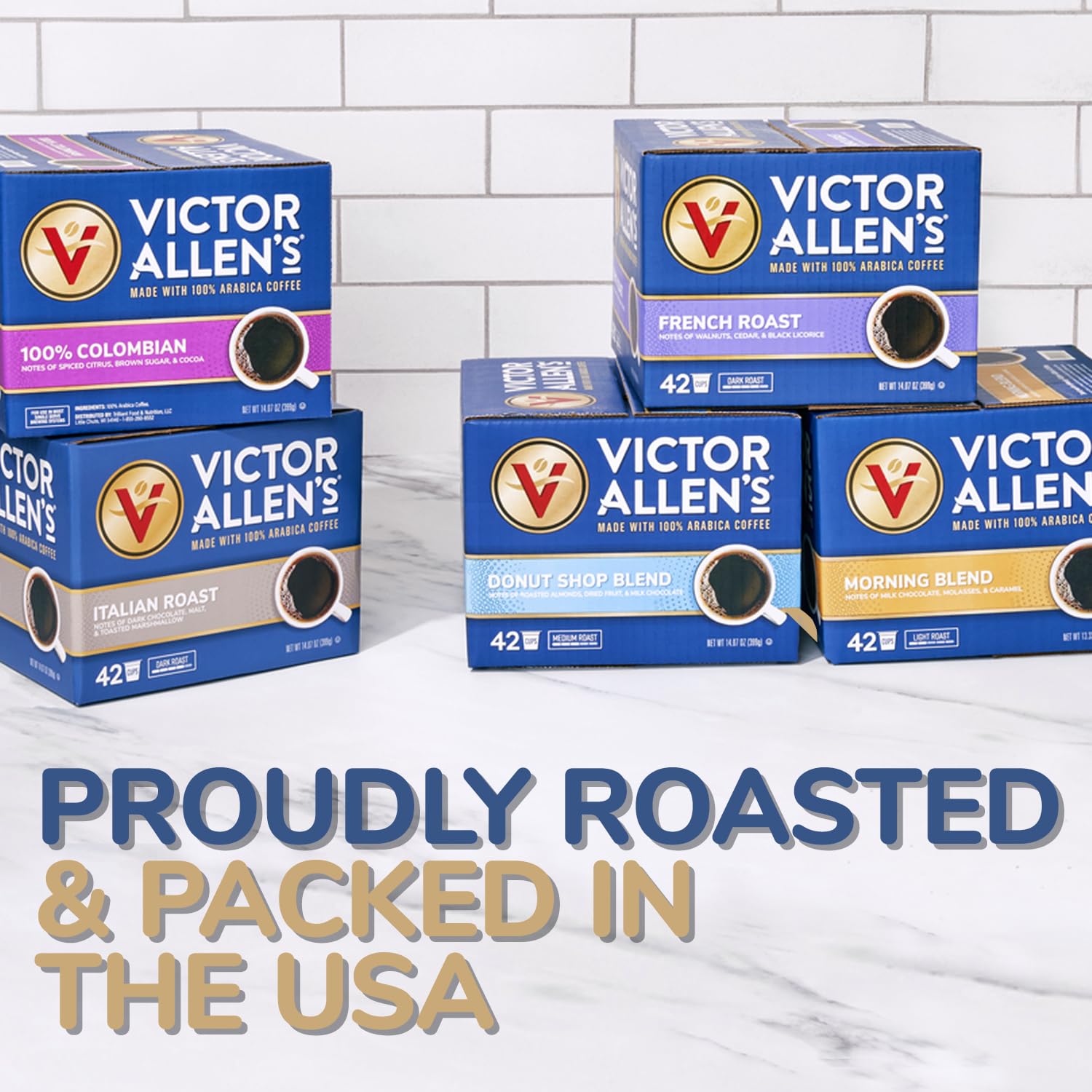 Gluten Free, Non-GMO, Kosher OU certification badge for Victor Allen's Across America pack