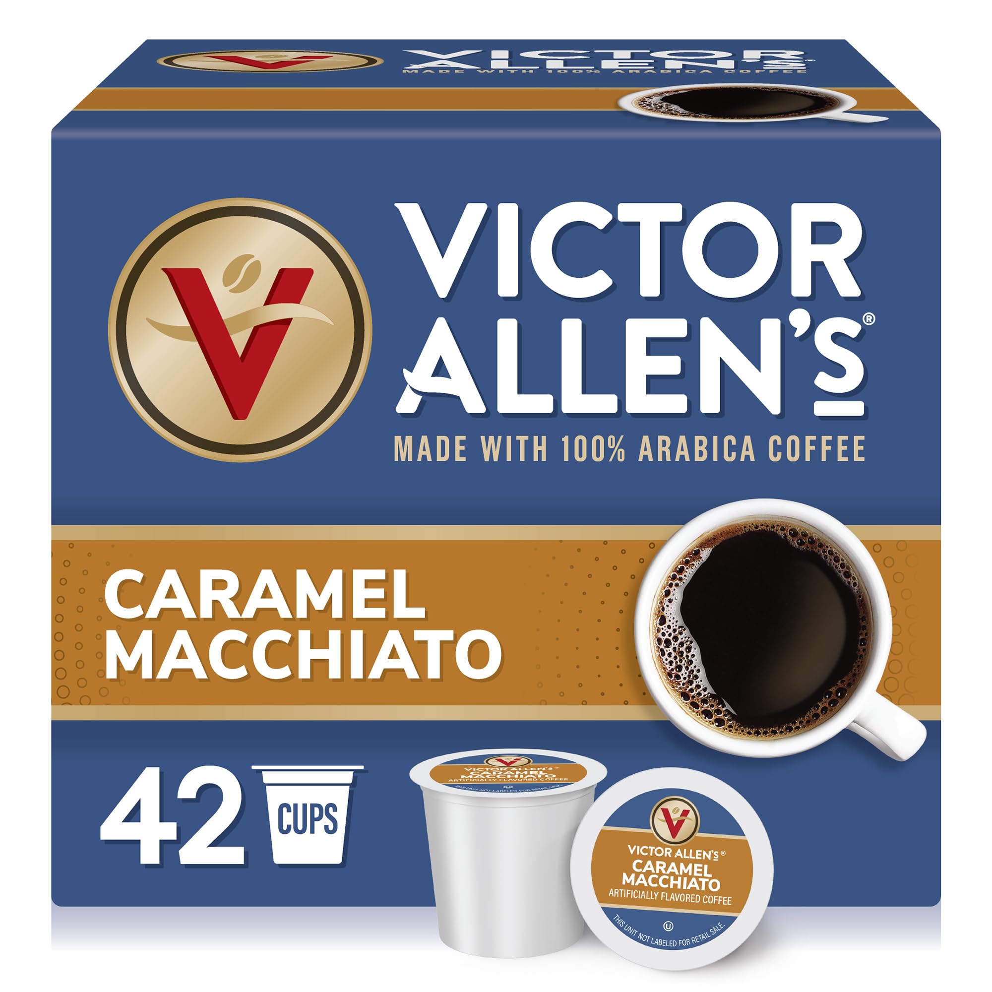Victor Allen's Caramel Macchiato pods pack, ideal for quick single-serve mornings