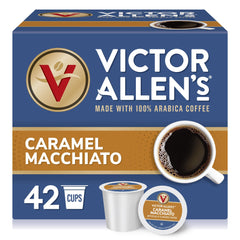 Victor Allen's Caramel Macchiato pods pack, ideal for quick single-serve mornings