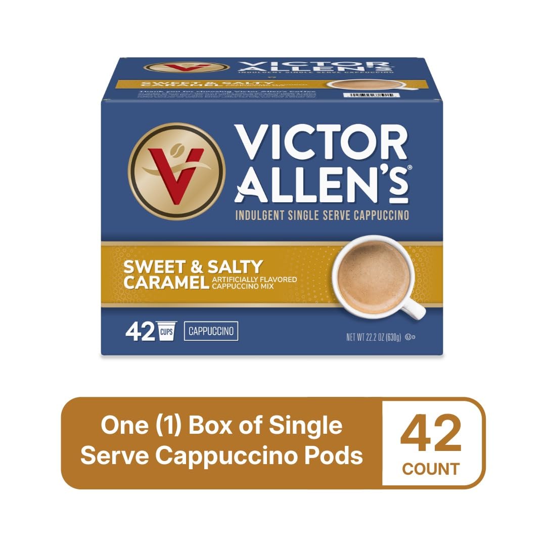 Creamy caramel aroma in a ready-to-brew Victor Allen's cappuccino cup