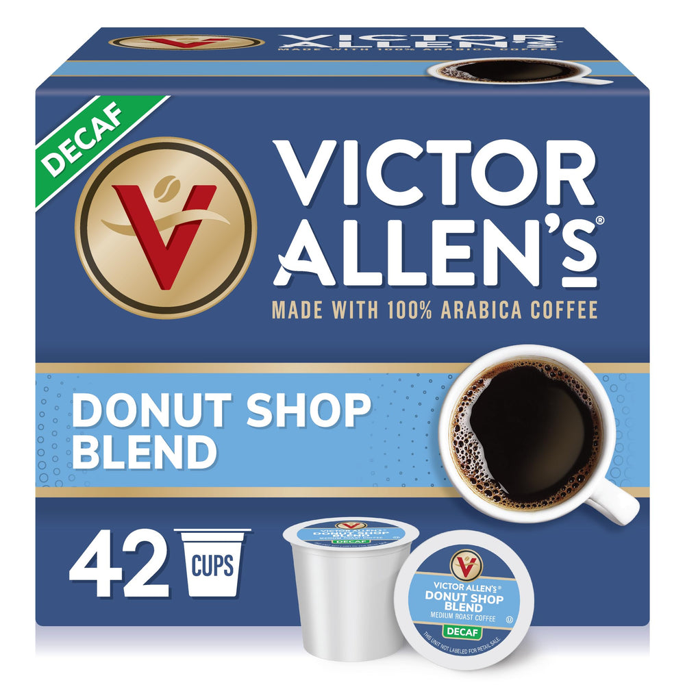 Victor Allen's Decaf Donut Shop Blend box for quick, low-caffeine mornings