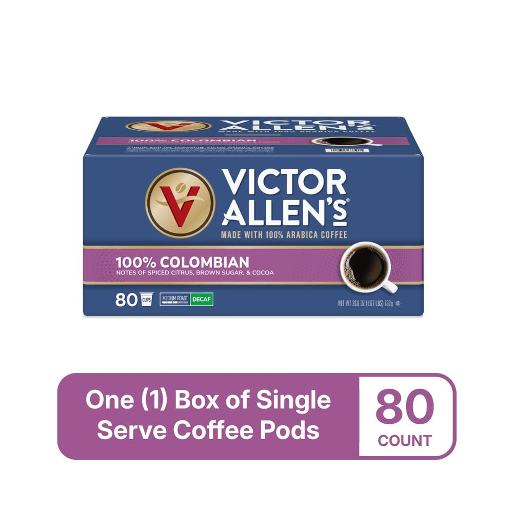 Victor Allen's Decaf medium-roast K-Cup pod brewing a cup.