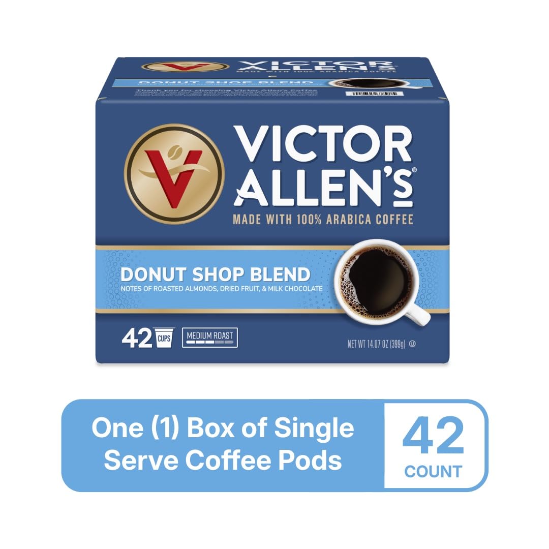 Brewed Donut Shop Blend in a mug with a balanced, full-bodied profile.