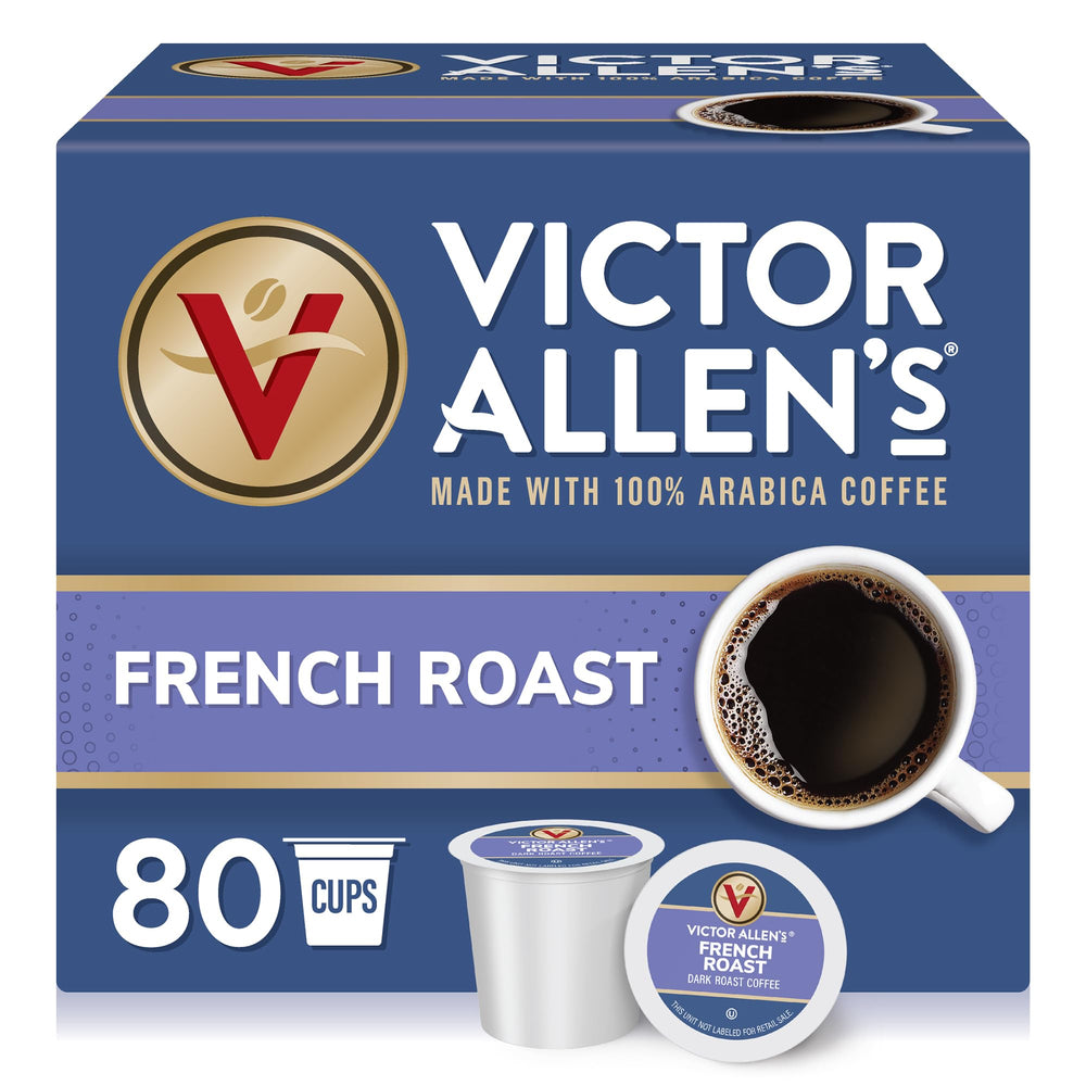Victor Allen's French Roast 80-pod box ready for Keurig brews.