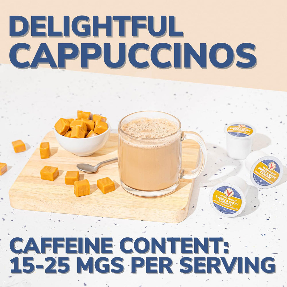 Keurig brewer ready with Victor Allen's French Vanilla Cappuccino pod.