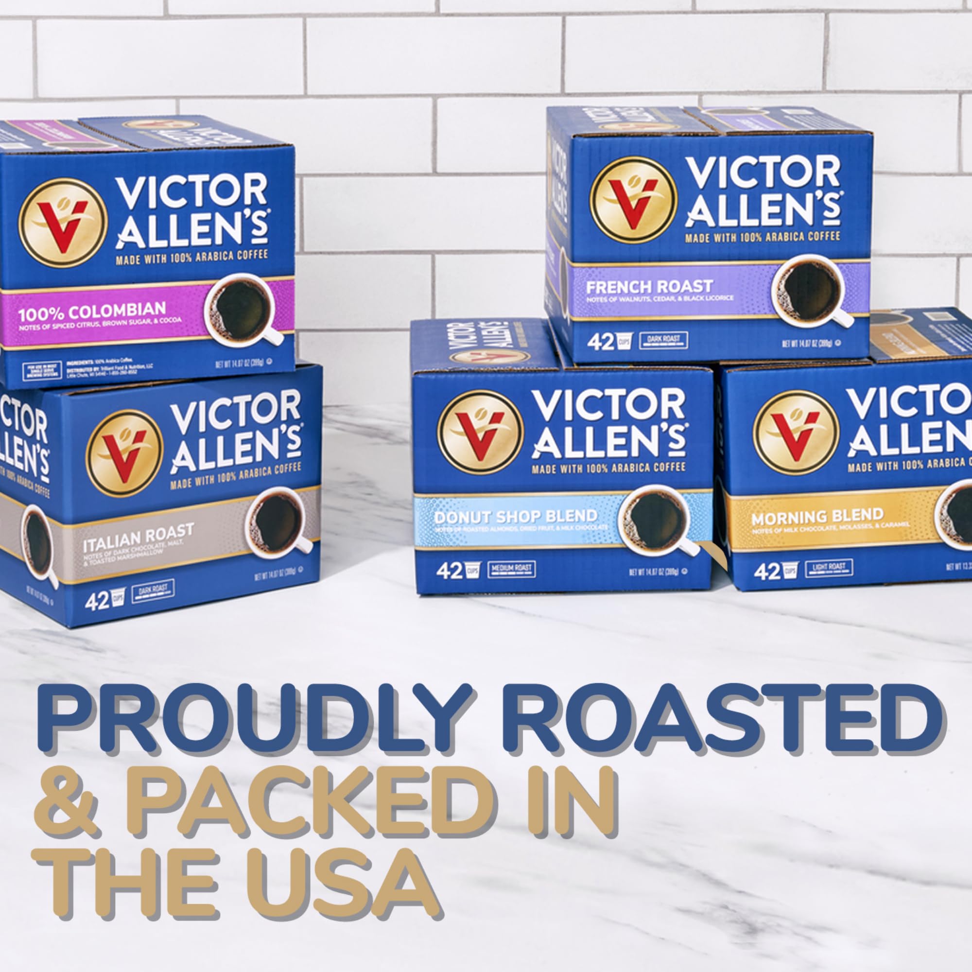 Victor Allen's Morning Blend 12-count display, convenient single-serve size.
