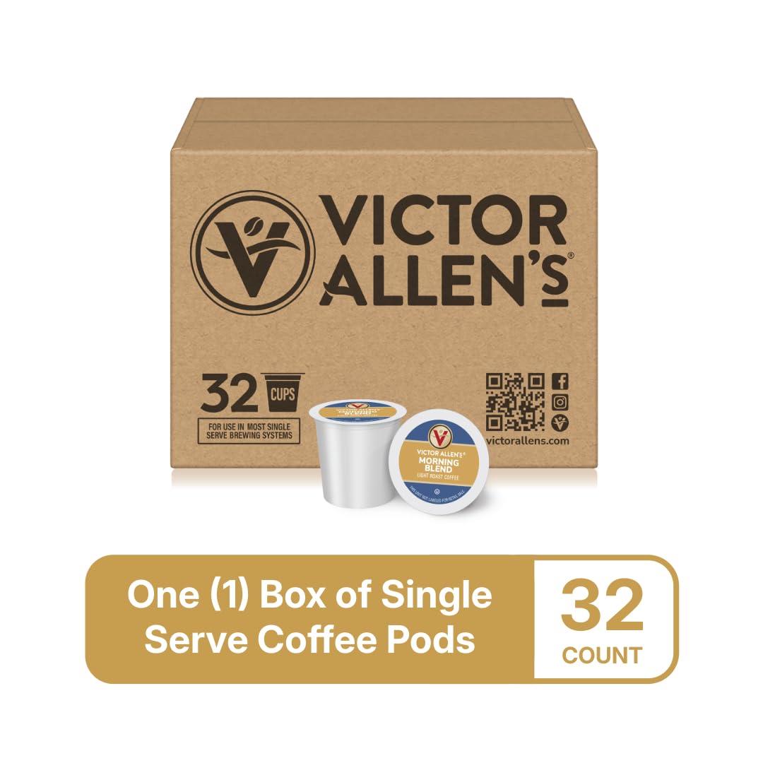 Victor Allen's Morning Blend pod in Keurig slot ready for a balanced, smooth cup.