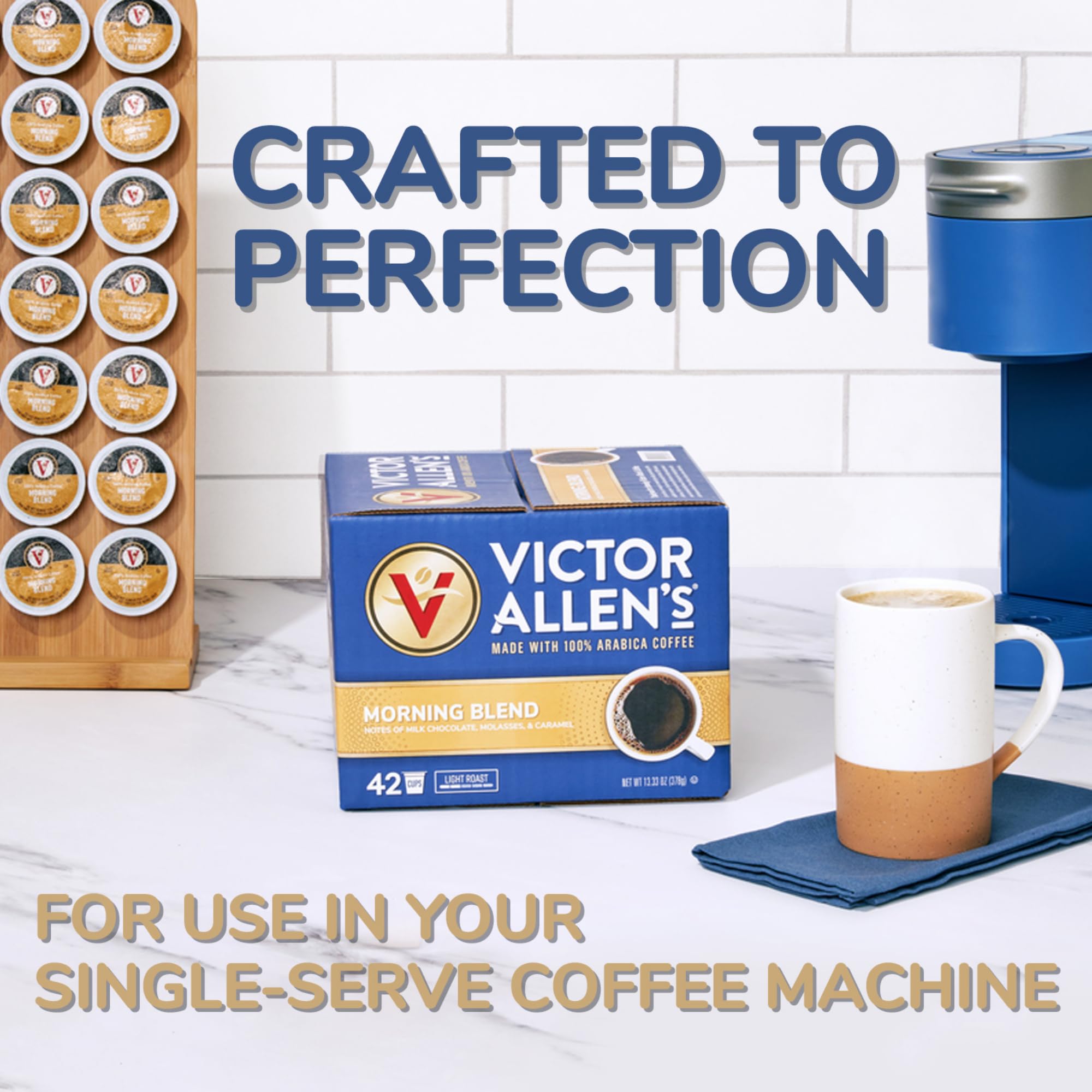 Victor Allen's Morning Blend steaming cup, inviting a gentle wake-up.