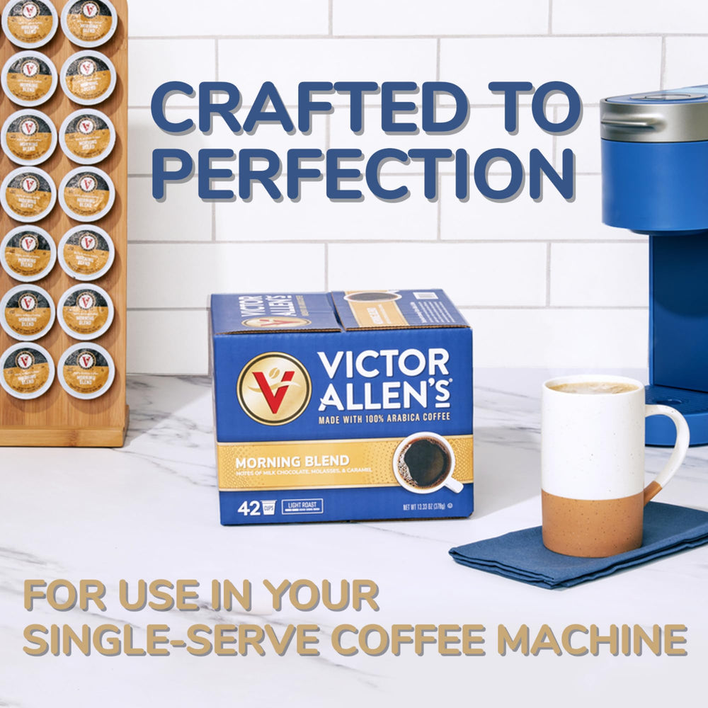 Victor Allen's Morning Blend steaming cup, inviting a gentle wake-up.