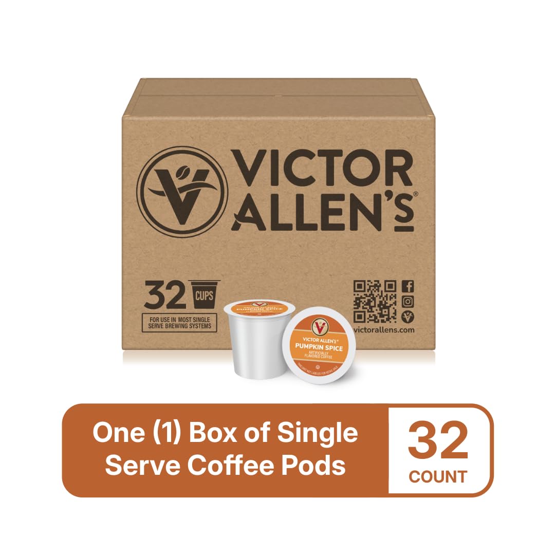 Victor Allen's Pumpkin Spice 32-count box highlights the medium roast.