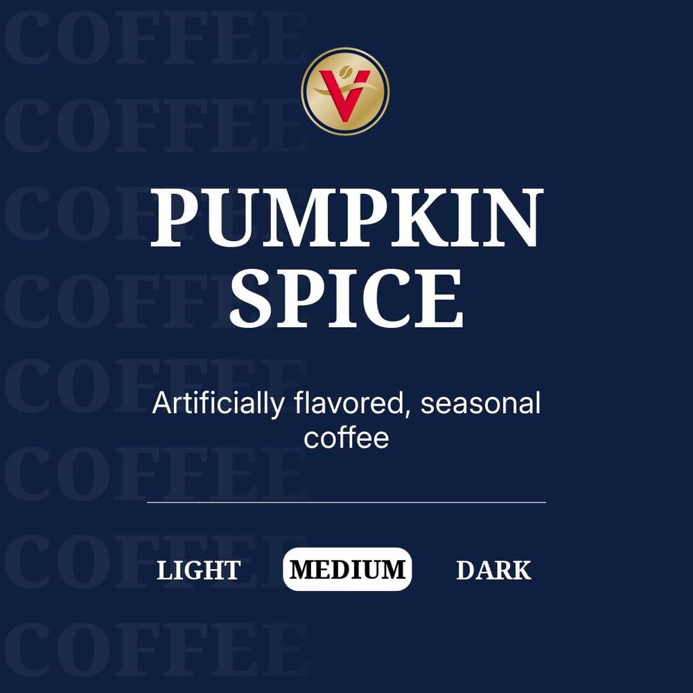 Steaming cup with Victor Allen's Pumpkin Spice pod aroma for a cozy morning.
