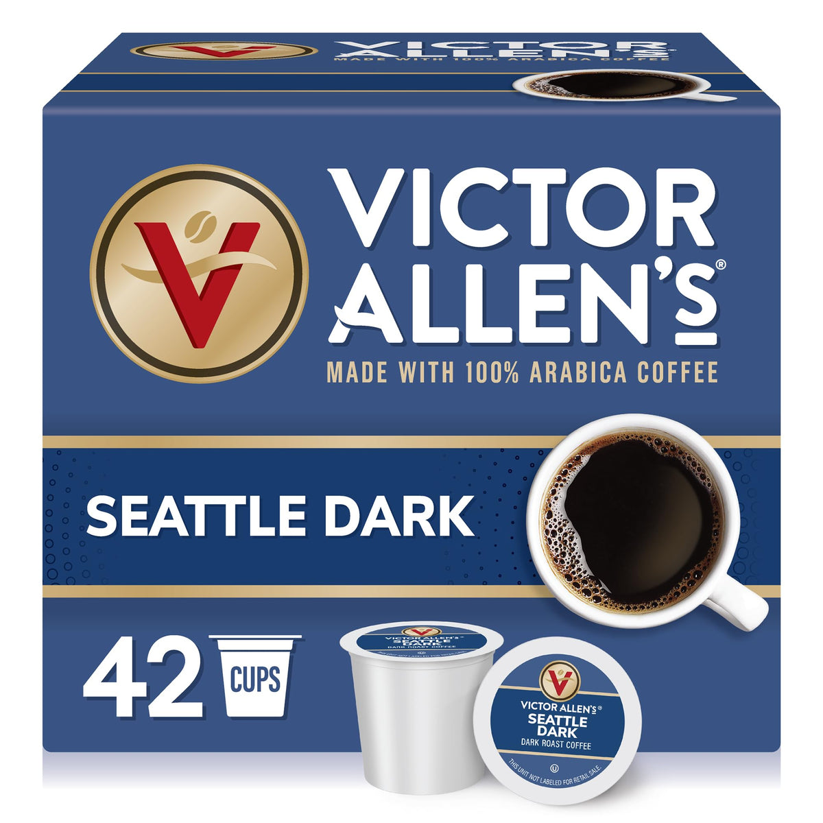 Victor Allen's Seattle Dark box of 42 pods for quick single-serve mornings.