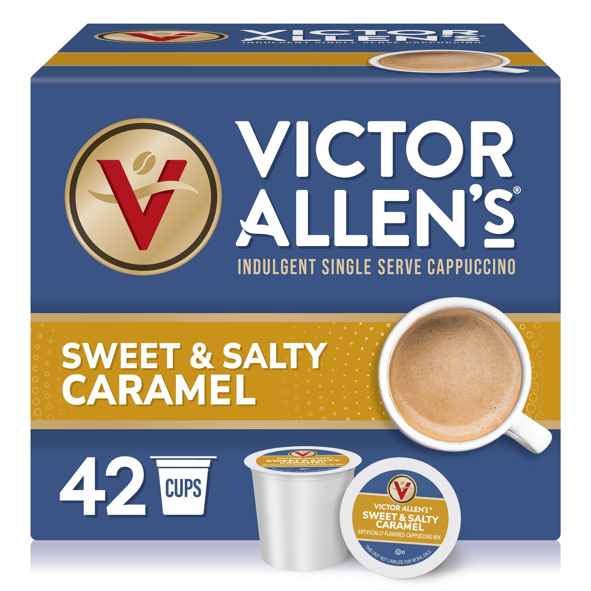Victor Allen's Sweet & Salty Caramel cappuccino pod ready for home brewing