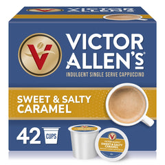 Victor Allen's Sweet & Salty Caramel cappuccino pod ready for home brewing