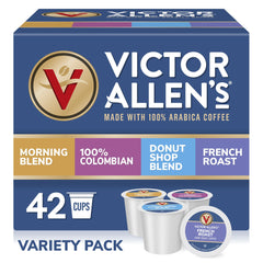 Victor Allen's Coffee variety pack box with 42 pods for Keurig brewers.