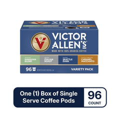 Victor Allen's Italian Roast pod with bold, rich profile on dark backdrop.