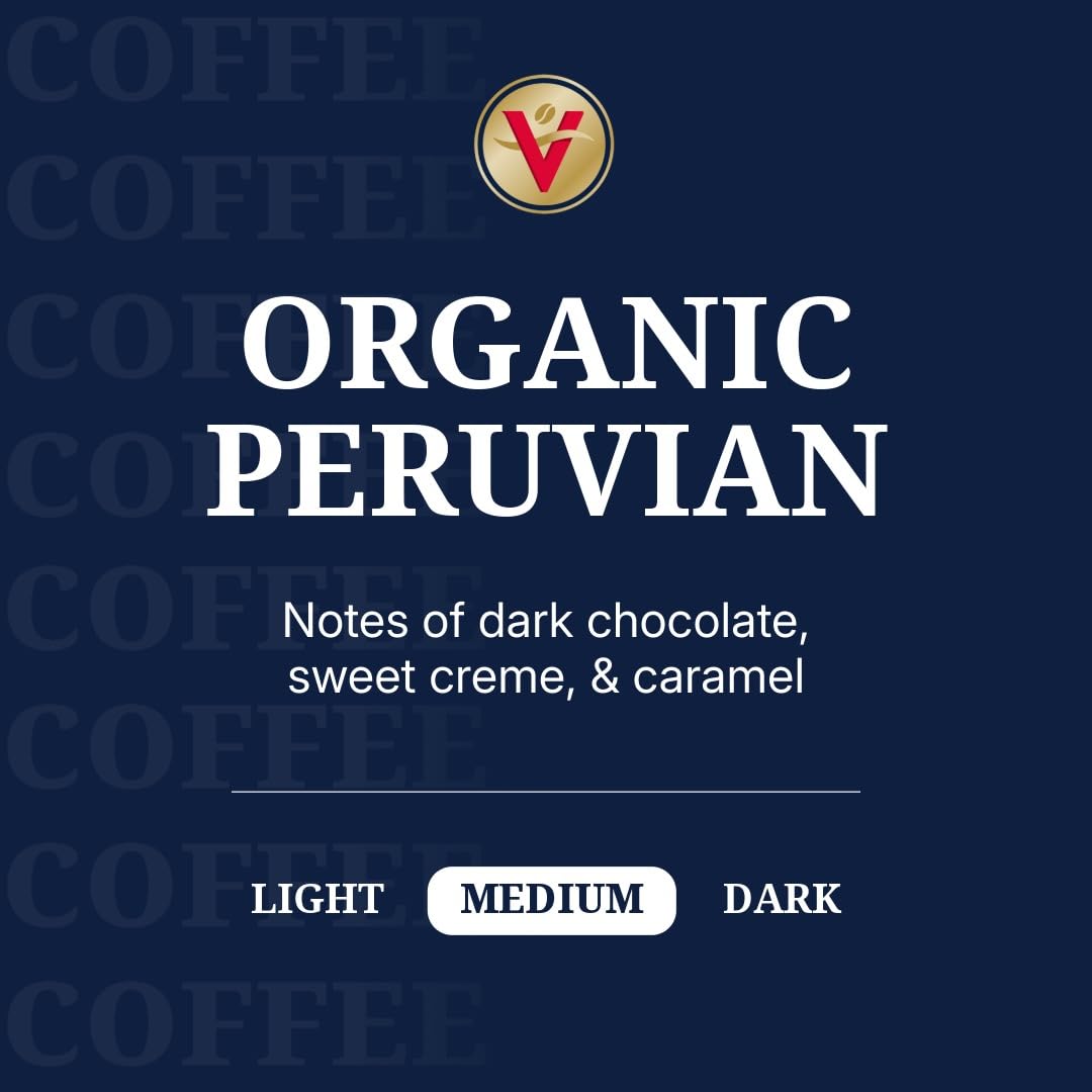 Victor Allen's Organic Peruvian pods close-up shows convenient K-Cup compatibility.