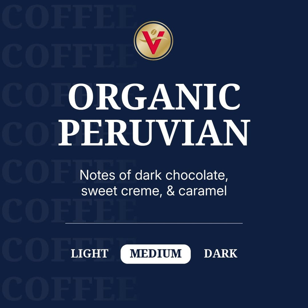 Victor Allen's Organic Peruvian pods close-up shows convenient K-Cup compatibility.
