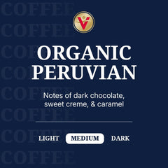 Victor Allen's Organic Peruvian pods close-up shows convenient K-Cup compatibility.