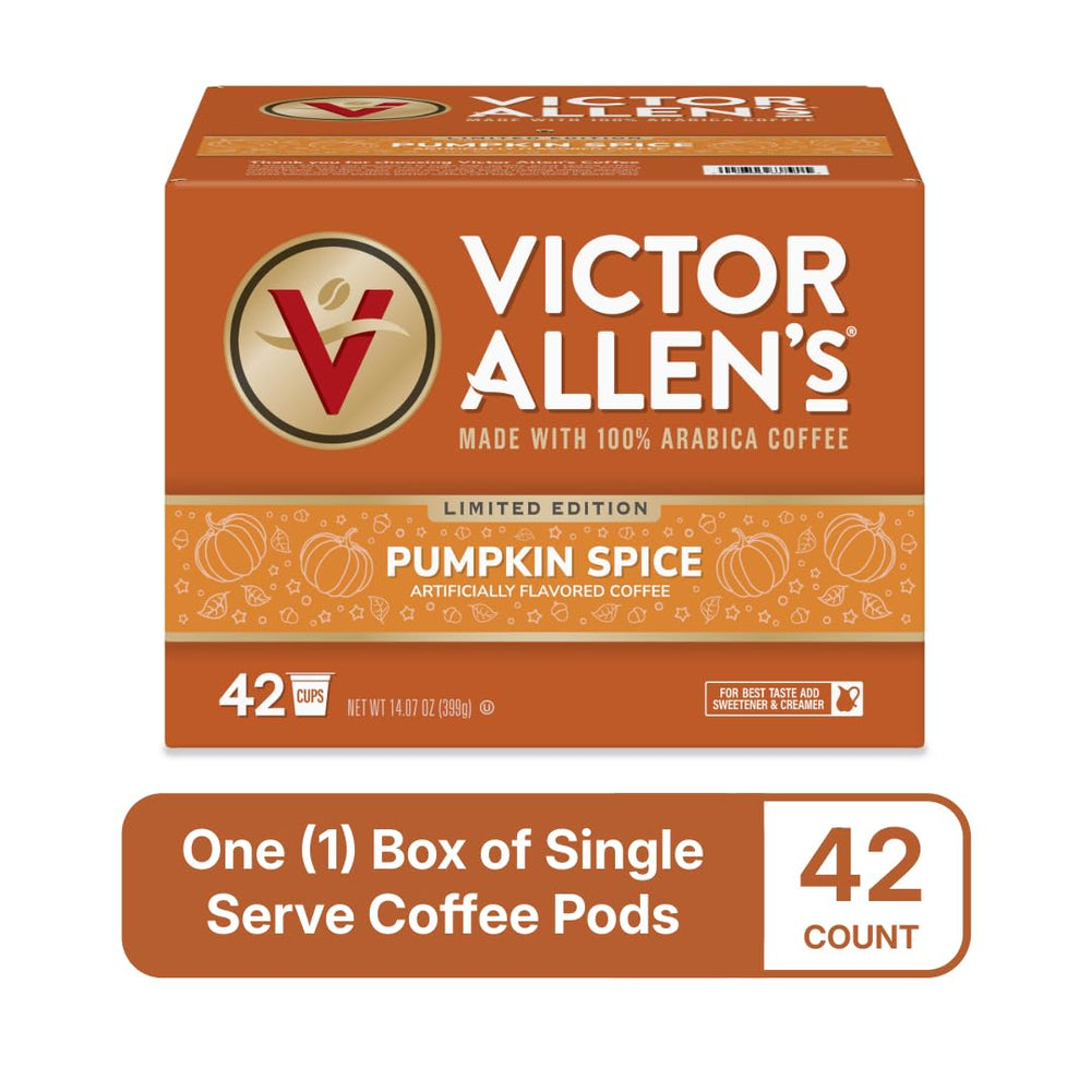 Aromas rise as steam from a cup using Victor Allen's Pumpkin Spice pods.