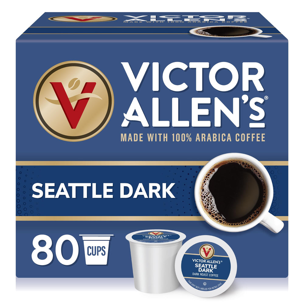 Victor Allen's Seattle Dark box of 80 pods for quick Keurig mornings.