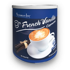 Victorian Inn French Vanilla cappuccino canister with rich aroma