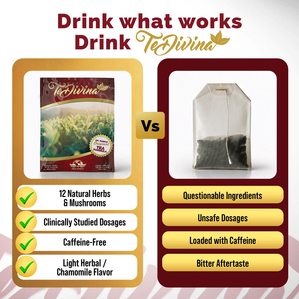 Vida Divina TeDivina ingredients close-up highlighting 12-herb blend and natural herbs.